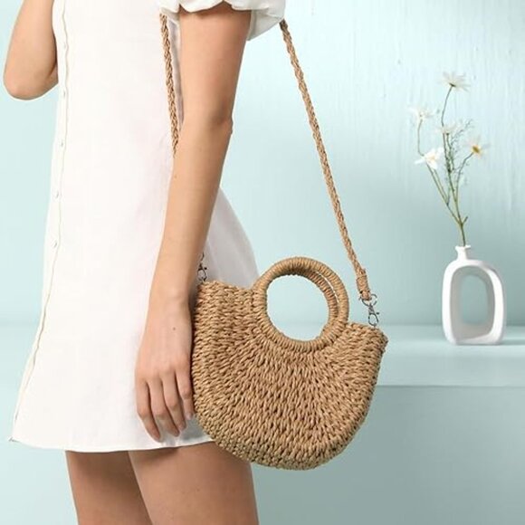 Neiman Marcus Handwoven Straw Beach Tote with Top Handles - Picture 1 of 7